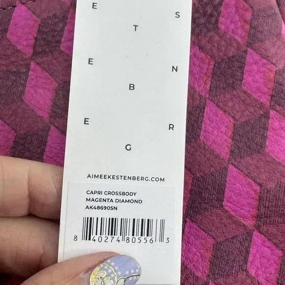 Aimee Kestenberg Leather Phone Crossbody Bag  Soft Capri Magenta Diamond Tassel - Picture 3 of 10